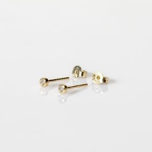 Minimal Diamond Stud Earrings Pair | 2 mm Diamond | Lab Grown Ruby – Sapphire – Emerald | Dainty 14 K Solid Gold Handmade Baby Earrings