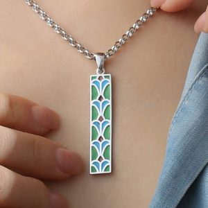 Stained Glass Art Nouveau Tulip: Sterling Silver Enamel Pendant Necklace