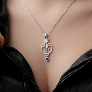 Sterling Silver & Enamel Bow and Arrow Pendant Necklace | Unique Handmade Jewelry