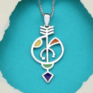 Sterling Silver & Enamel Bow and Arrow Pendant Necklace | Unique Handmade Jewelry