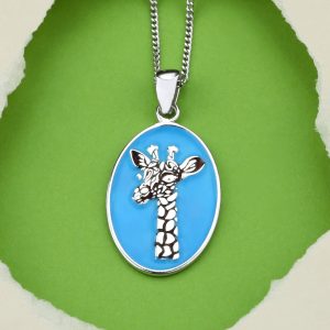 Sterling Silver & Enamel Giraffe Pendant Necklace | Unique Handmade Jewelry