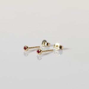 Minimal Diamond Stud Earrings Pair | 2 mm Diamond | Lab Grown Ruby – Sapphire – Emerald | Dainty 14 K Solid Gold Handmade Baby Earrings