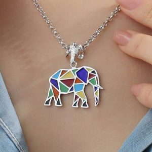 ELEPHANT NECKLACE, Elephant Jewelry, Elephant Pendant, Silver Enamel Pendant, Personalize Sterling Silver Elephant Pendant Necklace Gift