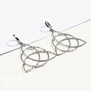 Celtic Trinity Knot Silver Earrings | Triquetra Sterling Silver Earrings | Statement Celtic Knot Earrings for Women | Huggie Dangle Earrings